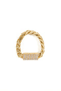 L.A. STEIN Small Cuban Chain Diamond Pavé Ring in Yellow Gold