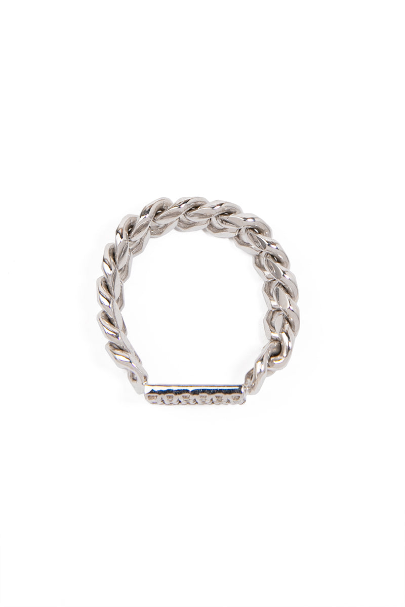 L.A. STEIN Cuban Chain Diamond Pavé Ring in Silver