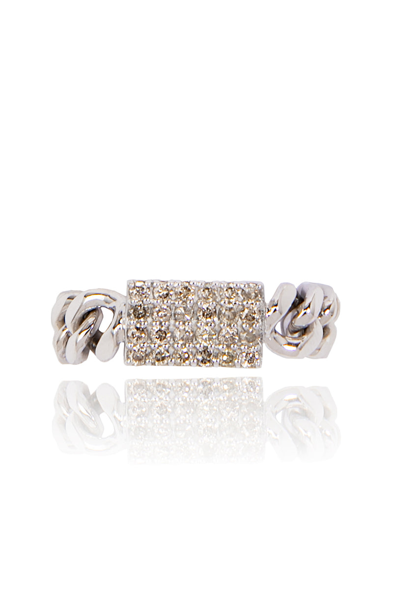 Cuban Chain Diamond Pavé Ring in Silver