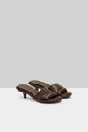 MARSÈLL Spilla Leather Kitten Heel Sandal in Chocolate