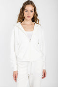 MAX MARA LEISURE Kamila Cotton Fleece Zip-Up Hoodie in White