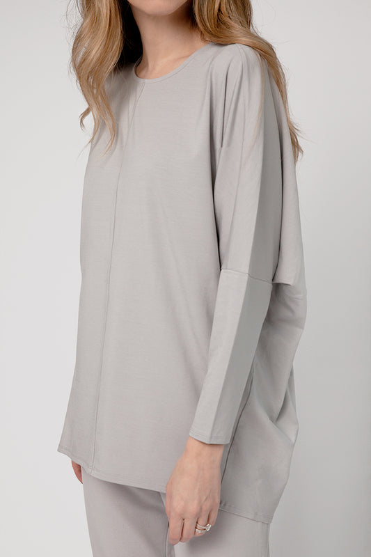 MAX MARA LEISURE Novara Jersey Top in Light Grey