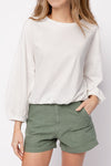 NSF Annelise Shirred Hem Bubble Top in White