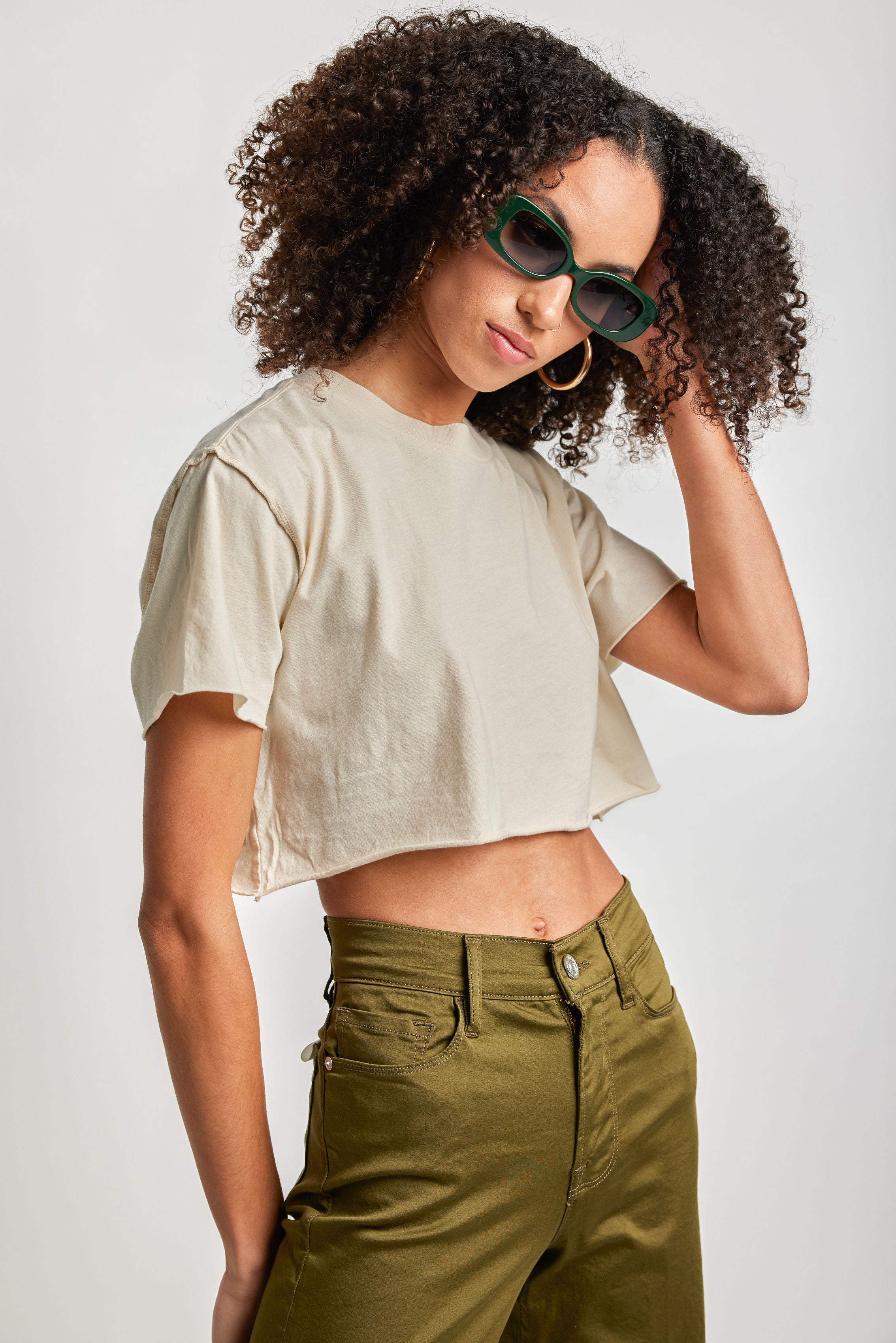 Mack Crop Crewneck Top in French Vanilla