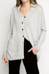 PAYCHI GUH Collared Cardigan in Pale Heather Grey