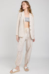 PESERICO Cotton Poplin Blazer in Sesame Beige
