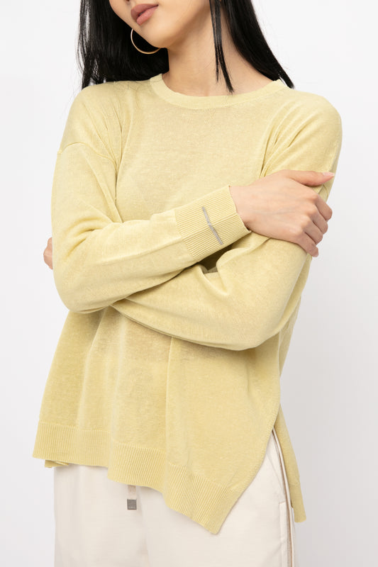 PESERICO Linen Tricot Sweater in Primrose Green