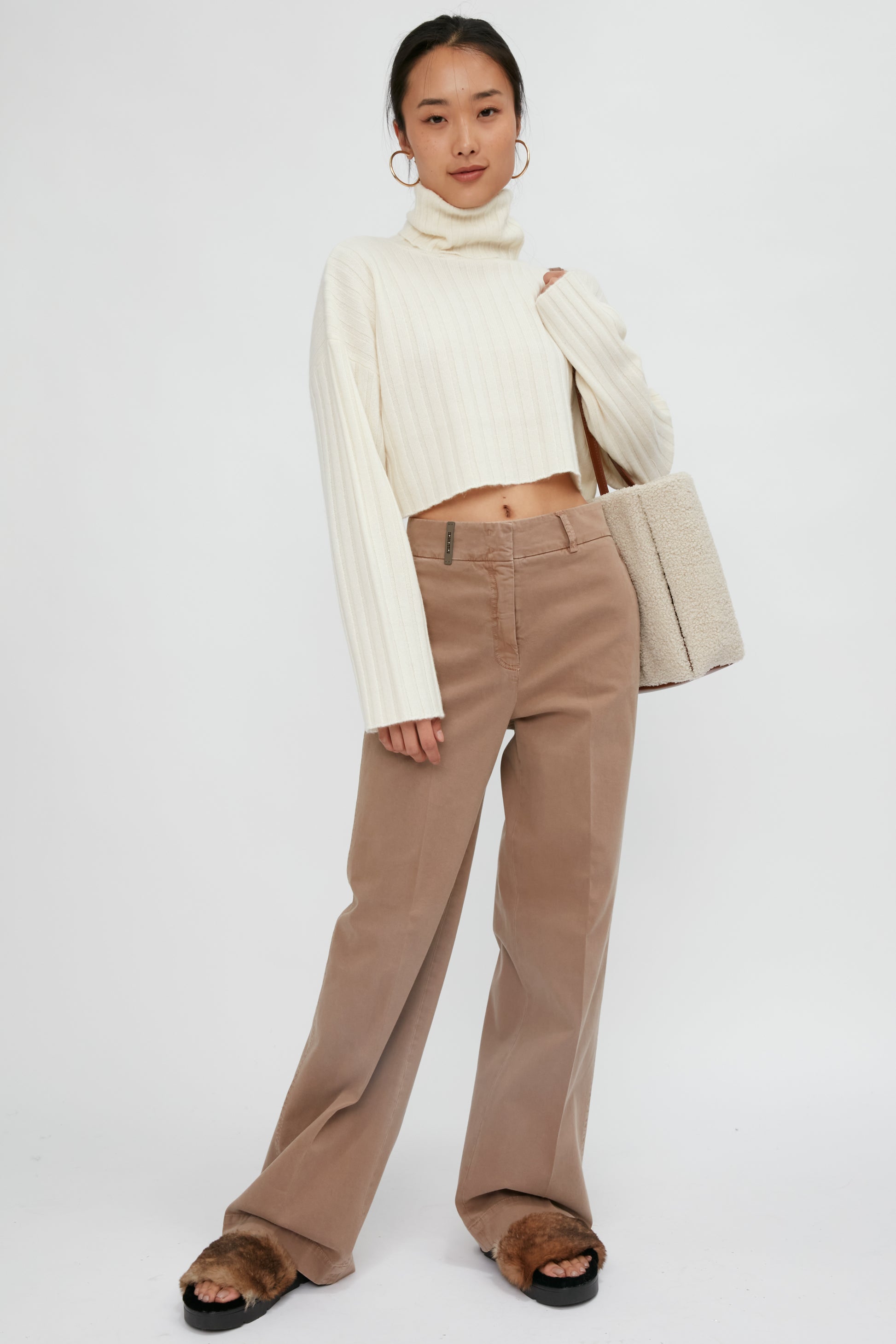 PESERICO Stretch Cotton Pant in Sepia