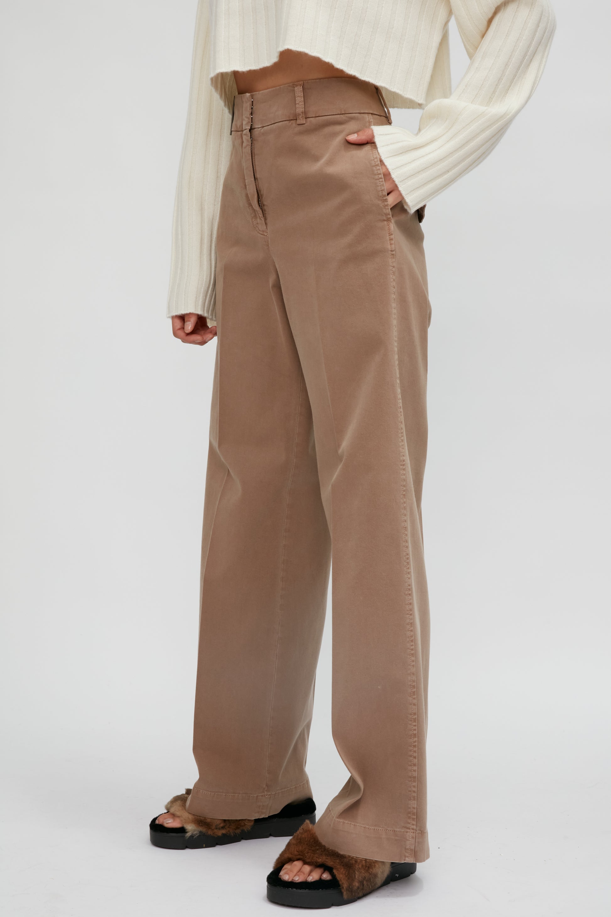 PESERICO Stretch Cotton Pant in Sepia