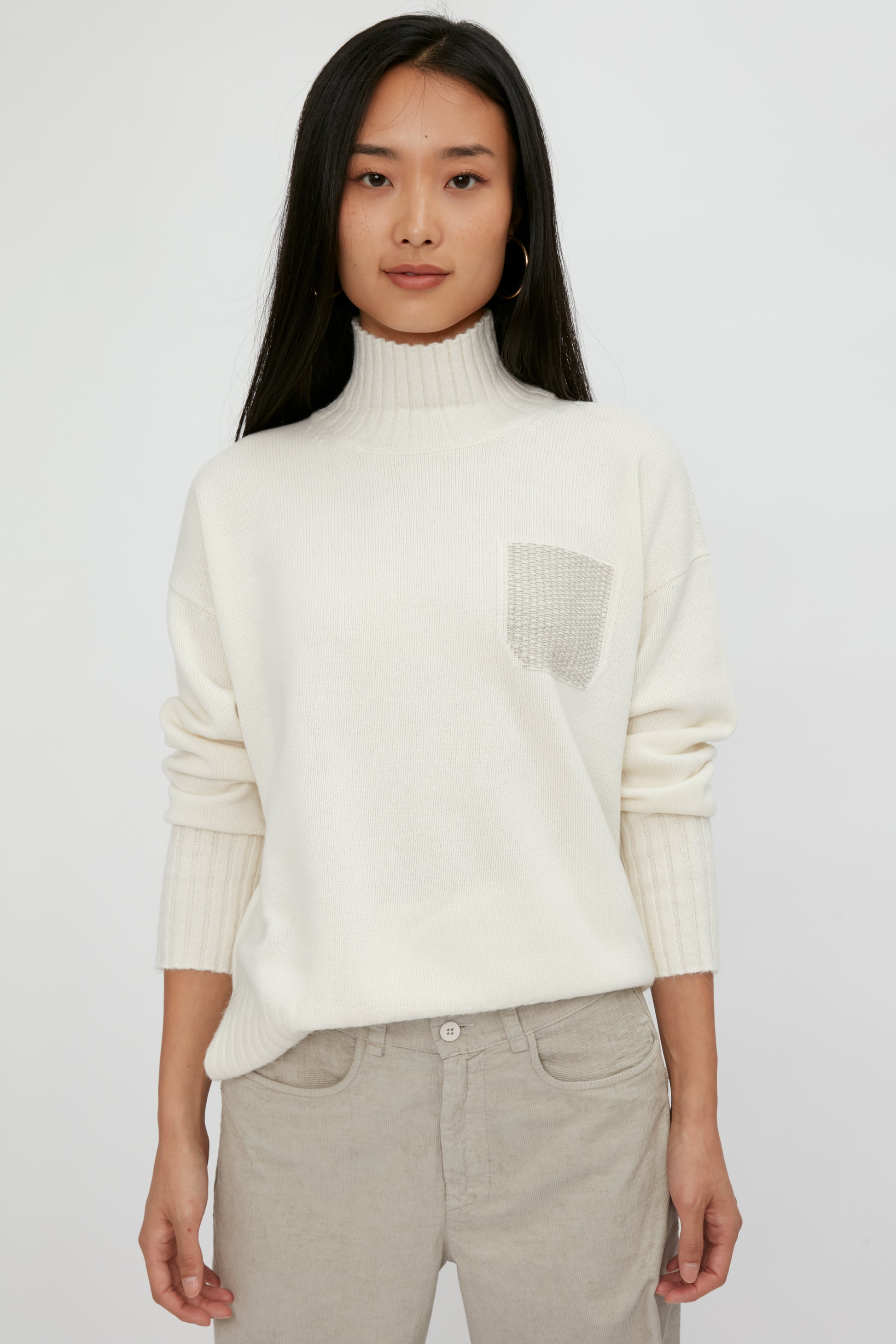 PESERICO Wool Silk Cashmere Sweater in First Snow