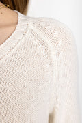 PRIVATE 0204 Airy Summer Cashmere V-Neck Top in White