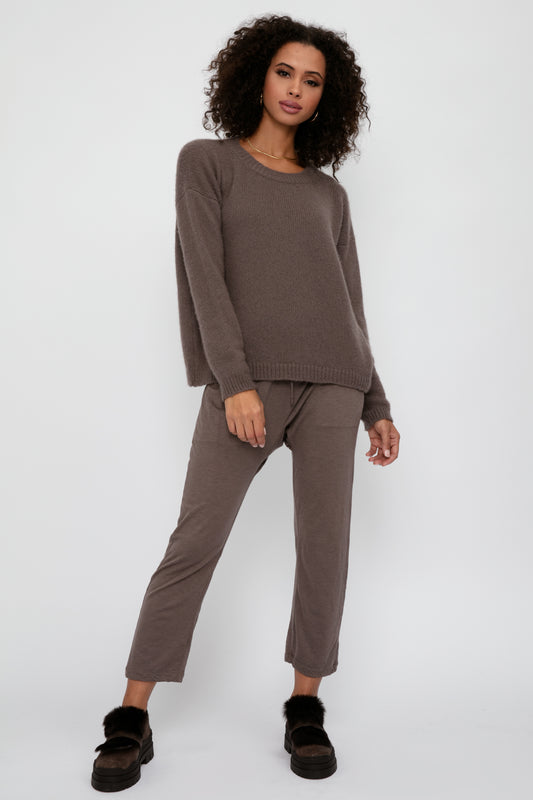 PRIVATE 0204 Cool Cashmere Jersey Jogger in Choco