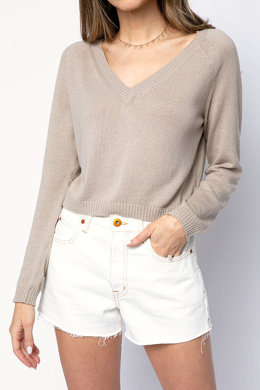 PRIVATE 0204 Cotton Silk Cashmere Sweater in Wheat