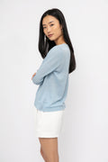 PRIVATE 0204 Cotton Linen Top in Ciel Blue