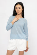 PRIVATE 0204 Cotton Linen Top in Ciel Blue