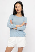 PRIVATE 0204 Cotton Linen Top in Ciel Blue