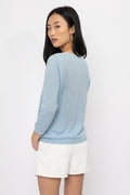 PRIVATE 0204 Cotton Linen Top in Ciel Blue