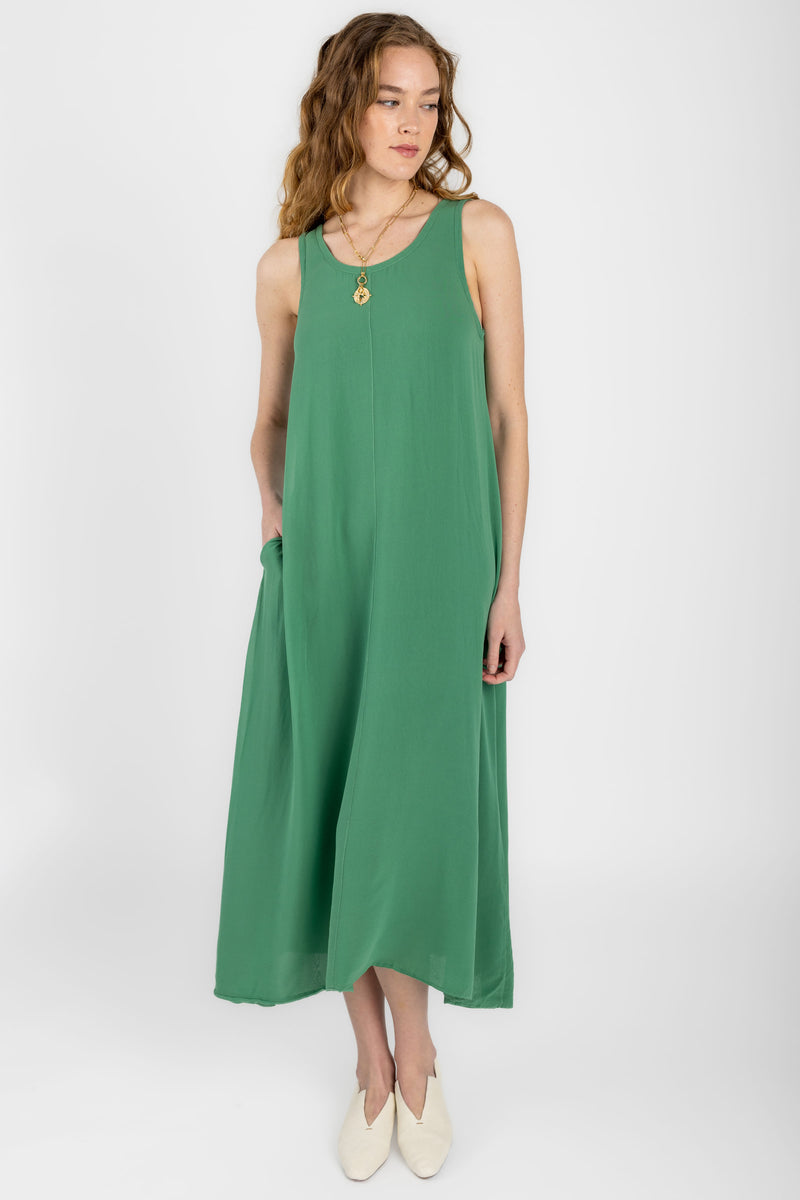 Matte Summer Silk Tank Dress in Grass – T. Boutique