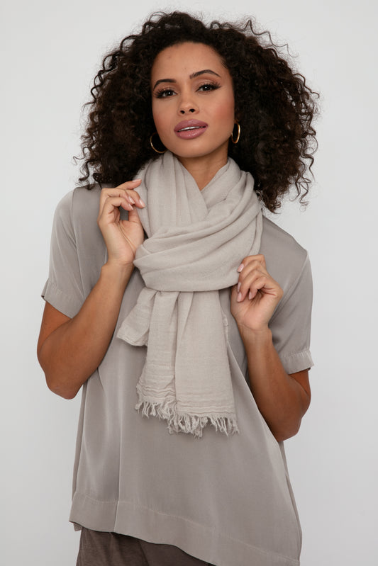 PRIVATE 0204 Net Cashmere Scarf in Dune