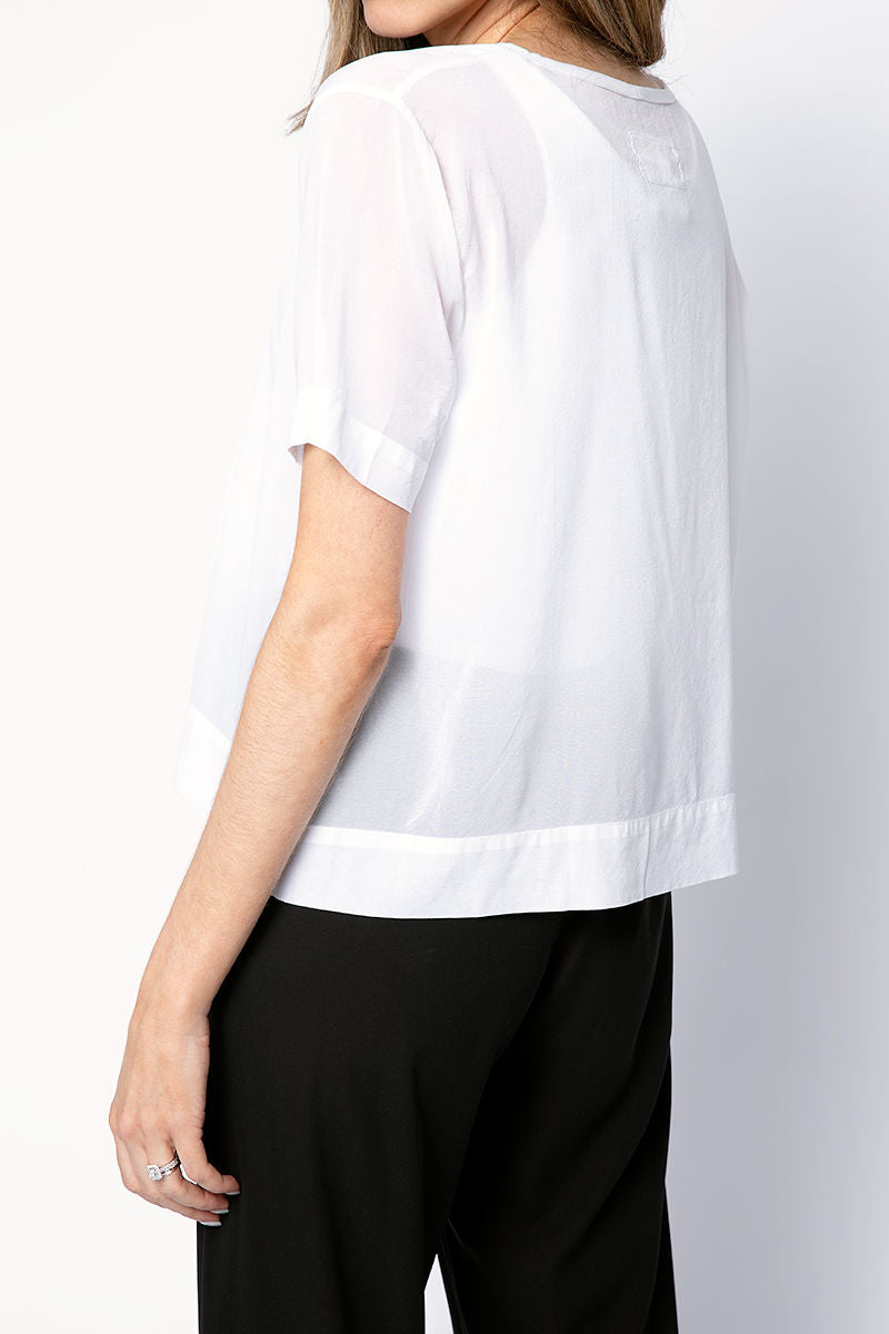 PRIVATE 0204 Silk Short Sleeve Top in White