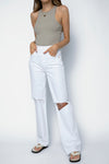 RE/DONE 90s High Rise Loose Jean in White with Rips