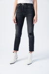 RE/DONE Power Stretch High Rise Ankle Crop in Lived-In Black