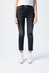 RE/DONE Power Stretch High Rise Ankle Crop in Lived-In Black