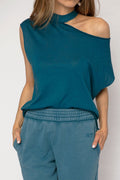 RTA Axel Cotton Cashmere Top in Aqua Blue