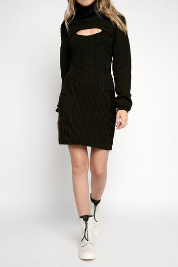 RTA Jady Cropped Sweater with Dress in Black