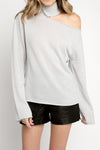 RTA Langley Cut Out Cashmere Sweater in Lead Crystal