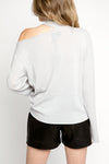 RTA Langley Cut Out Cashmere Sweater in Lead Crystal