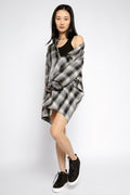 RTA Valery Shirt Dress in Grey Plaid