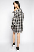 RTA Valery Shirt Dress in Grey Plaid