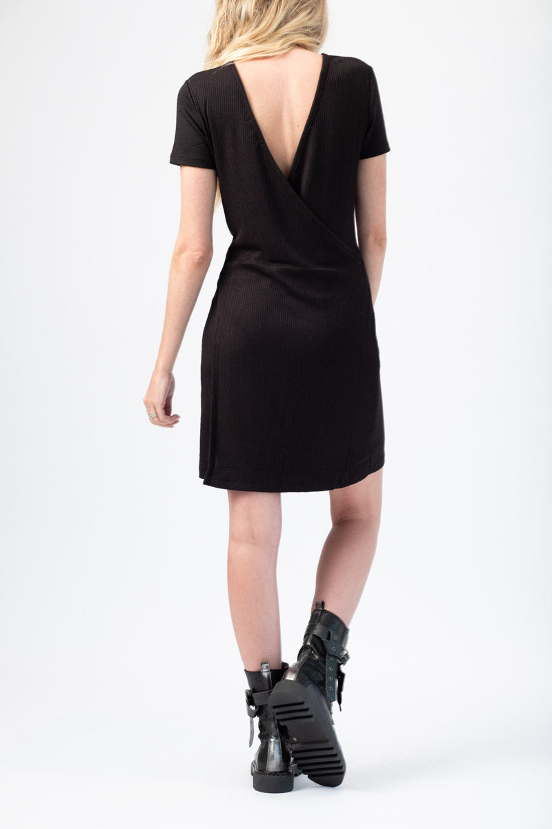 Ribbed Wrap Dress in Black Ribbed Wrap Dress in Black