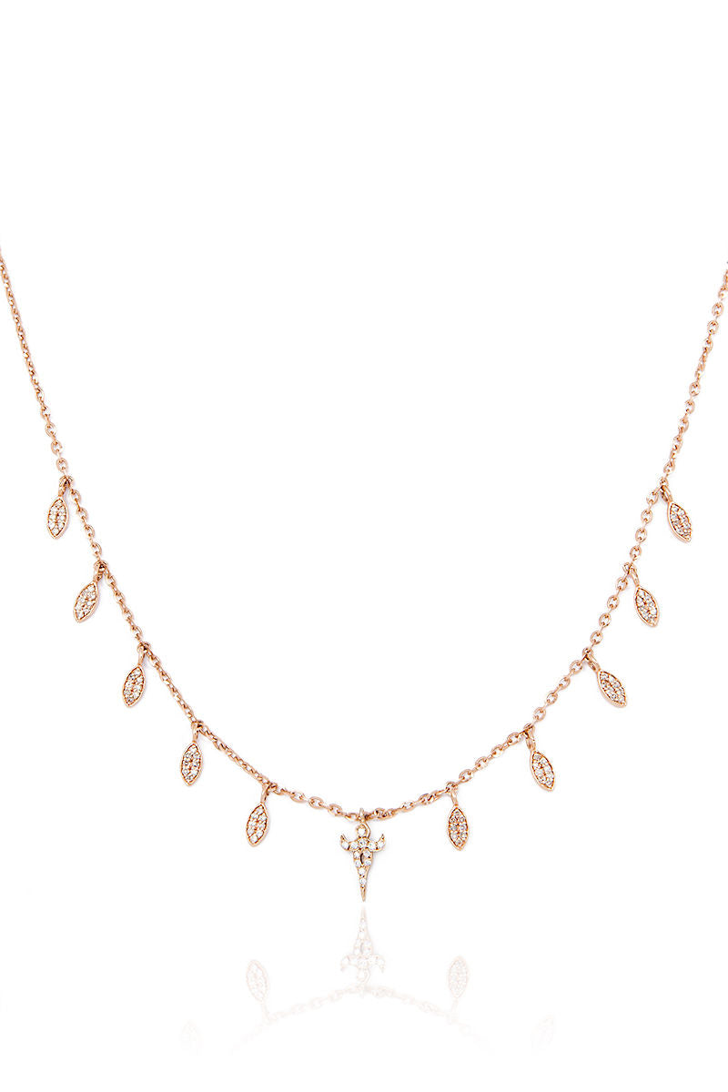 L.A. STEIN Diamond Marquise Mini Goddess Necklace in Rose Gold