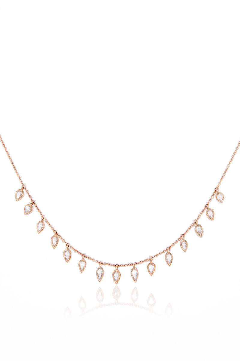 Diamond Drops Necklace in Rose Gold