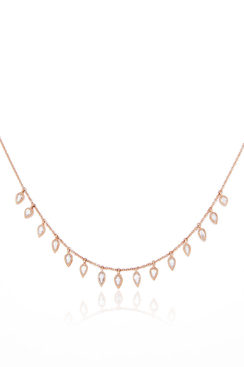 L.A. STEIN Diamond Drops Necklace in Rose Gold