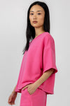 SABLYN Chandler Short Sleeve Sweatshirt in Pink Pepper