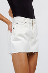 SLVRLAKE Micro Mini Cut Off Skirt in Off White