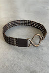 SUZI ROHER Chain Link and Leather Belt in Bronze Brown