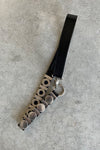 SUZI ROHER Narrow Metal and Leather Belt in Black and Silver