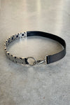 SUZI ROHER Narrow Metal and Leather Belt in Black and Silver