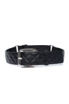 SUZI ROHER Quilted Leather Belt in Black