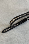 SUZI ROHER Narrow Studded Leather Belt in Black
