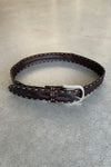 SUZI ROHER Vintage Leather Belt With Stitching in Brown