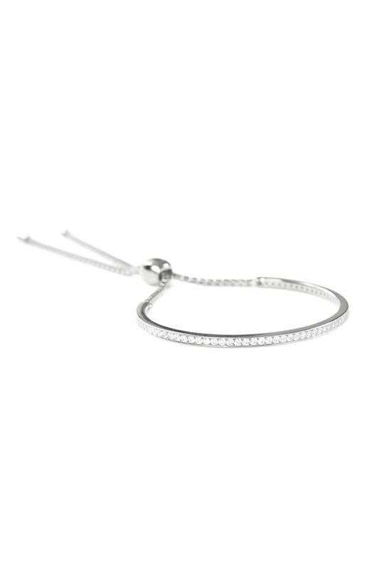 VELINA Sterling Silver Cannes Pavé Adjustable Bangle Bracelet