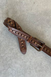SUZI ROHER Wide Studded Leather Belt in Brown
