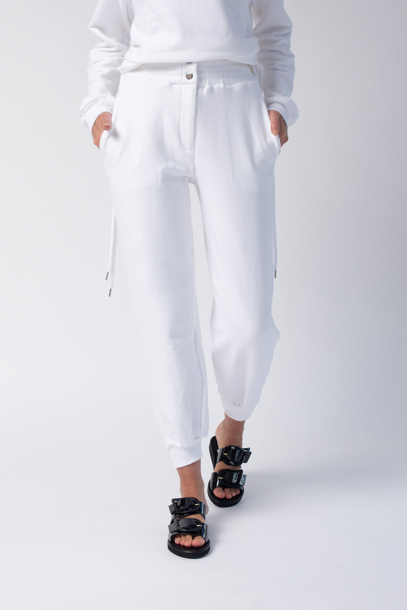THE RANGE Knit Snap Track Pants in White
