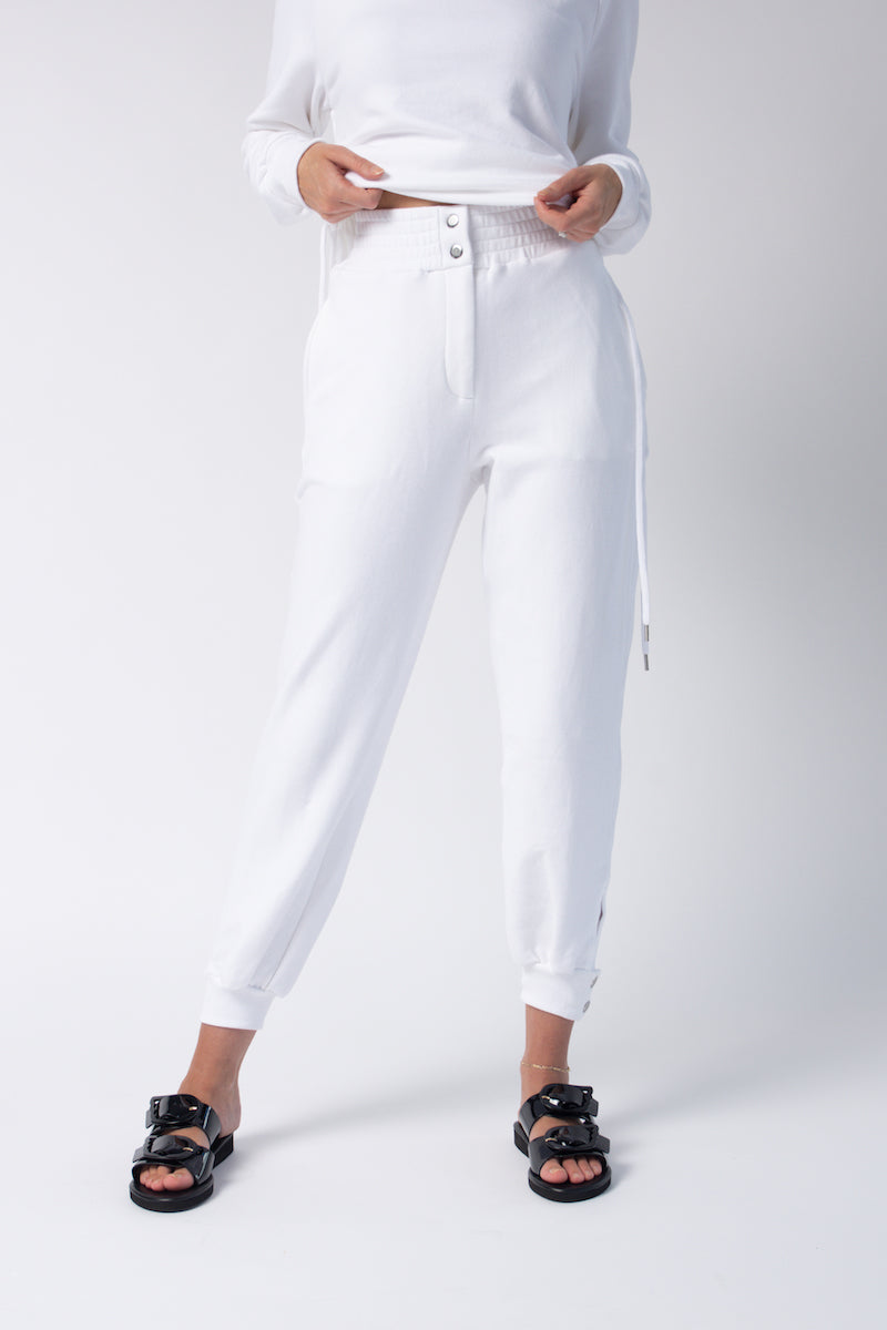 THE RANGE Knit Snap Track Pants in White