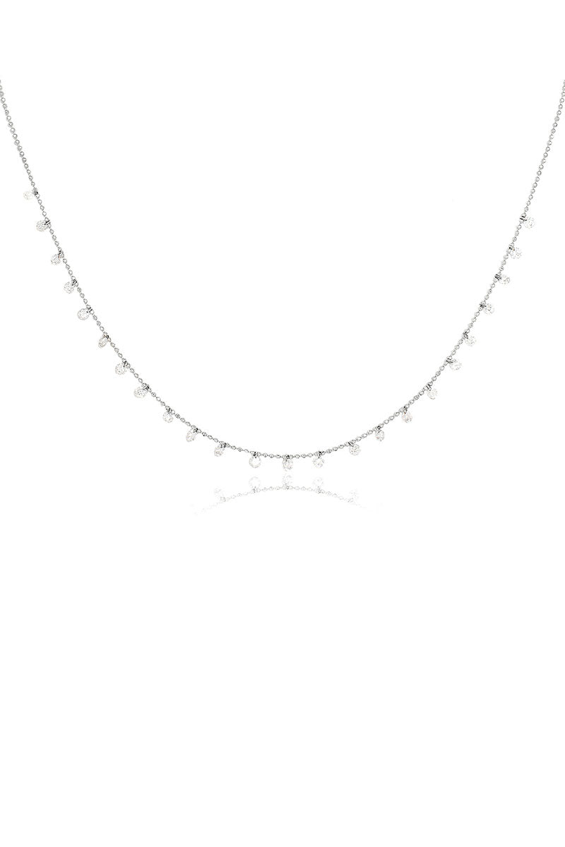 L.A. STEIN Celeste 24 Floating Diamond Necklace in White Gold